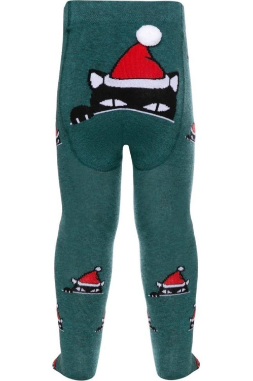 Колготки дитячі Conte-kids новорічні 19С-96/1СП (557) «Xmas cat» з помпоном